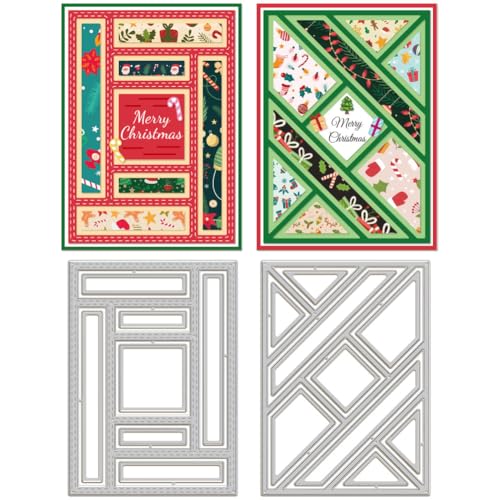 GLOBLELAND Spleißen von Rechteckigen Hintergrundbrett Stanzformen Für Die Kartenherstellung, Dreieckige Hintergrundstanzen, Prägeschablonen Aus Karbonstahl, Vorlage Für DIY Scrapbooking Alben von GLOBLELAND