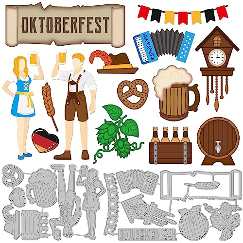 GLOBLELAND 2 Sets Oktoberfest Bier Menschen Stanzformen Für DIY Scrapbooking Metall Feiern Bier Party Stanzungen Prägeschablonen Vorlage Für Papierkartenherstellung Dekoration Album Handwerk von GLOBLELAND