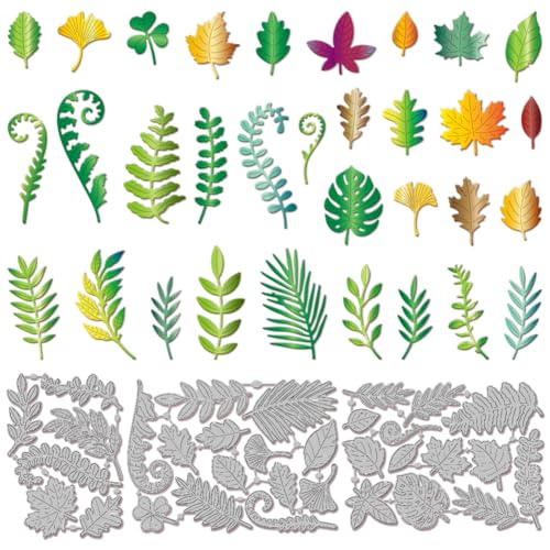 GLOBLELAND Stanzformen Mit Frühlingsblättern Für DIY Scrapbooking Metallpflanzen Farn Stanzformen Tropische Blätter Stanzungen Für Kartengestaltung Prägung Fotoalbum Basteldekor von GLOBLELAND