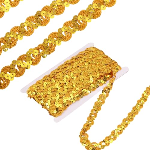 GLOBLELAND 24 Yards Golden Christmas Sequins Beaded Lace Trim 19mm Sequins Wavy Fringe Trim Lace Ribbon Pailletten Ribbon Strip für Hochzeit Braut Kostüm Schmuck Handwerk Nähen GLOBLELAND 24 Yards Golden Christmas Sequins Beaded Lace Trim 19mm Sequins Wavy Fringe Trim Lace Ribbon Pailletten Ribbon Strip für Hochzeit Braut Kostüm Schmuck Handwerk Nähen von GLOBLELAND