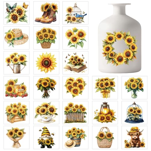 GLOBLELAND 25 Blatt Sonnenblumen Aufkleber Bunt Für Einmachgläser Blumenstrauß Blumentopf Kunststoff Selbstklebend Laternenglas Aufkleber Für Fenster Lampen Glas Tassen Vasen Kunst Heimdekoration GLOBLELAND 25 Blatt Sonnenblumen Aufkleber Bunt Für Einmachgläser Blumenstrauß Blumentopf Kunststoff Selbstklebend Laternenglas Aufkleber Für Fenster Lampen Glas Tassen Vasen Kunst Heimdekoration von GLOBLELAND