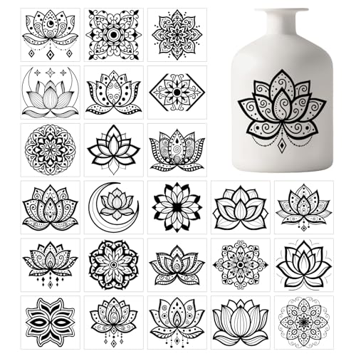 GLOBLELAND 25 Blatt Vintage Mandala Silhouette Einmachglas Aufkleber Lotusblumen Kunststoff Aufkleber Selbstklebender Laternenaufkleber Für Fensterlampe Glastasse Vase Kunst Heimdekor GLOBLELAND 25 Blatt Vintage Mandala Silhouette Einmachglas Aufkleber Lotusblumen Kunststoff Aufkleber Selbstklebender Laternenaufkleber Für Fensterlampe Glastasse Vase Kunst Heimdekor von GLOBLELAND