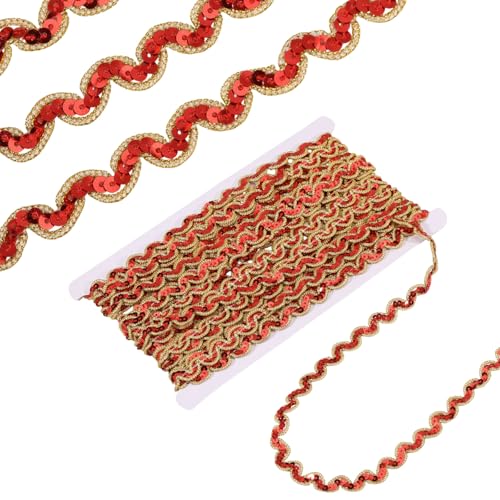 GLOBLELAND 28,4 Yards Rot Gold Grenze Weihnachten Pailletten Perlen Spitze Trim 12mm Pailletten gewellt Fransen Trim Spitze Band Streifen für Hochzeit Braut Kostüm Schmuck Handwerk GLOBLELAND 28,4 Yards Rot Gold Grenze Weihnachten Pailletten Perlen Spitze Trim 12mm Pailletten gewellt Fransen Trim Spitze Band Streifen für Hochzeit Braut Kostüm Schmuck Handwerk von GLOBLELAND