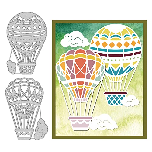 GLOBLELAND 2Set Heißluftballons Stanzformen Metallwolken Stanzschnitte Prägeschablonen Vorlage für die Kartenherstellung Dekoration für DIY Scrapbooking Album Handwerk von GLOBLELAND