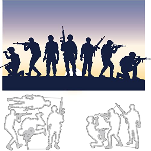 GLOBLELAND 2er-Set Soldaten-Stanzformen zum Herstellen von Kartendekorationen Teamkollegen Army Veteran's Day Stanzformen Schablonen für Scrapbooking, Fotoalbum, dekorativ von GLOBLELAND