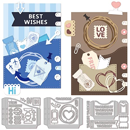 GLOBLELAND 3 Set 27 Stück Taschenrahmen-Stanzformen Für DIY Scrapbooking, Metallwörter, Stanzungen, Prägeschablonen, Vorlage Für Papierkarten, Dekoration, Album, Basteln, Dekor von GLOBLELAND