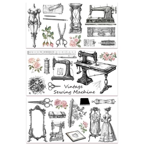 GLOBLELAND 3 Stück Vintage Nähmaschinen Und Blumen Abziehbilder Zum Aufreiben Für Möbel Und Bastelarbeiten, 6x12 Zoll Große Möbel Transferaufkleber, Selbstklebende, Wasserfeste Dekor GLOBLELAND 3 Stück Vintage Nähmaschinen Und Blumen Abziehbilder Zum Aufreiben Für Möbel Und Bastelarbeiten, 6x12 Zoll Große Möbel Transferaufkleber, Selbstklebende, Wasserfeste Dekor von GLOBLELAND