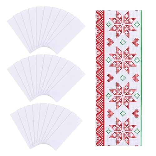 GLOBLELAND 30 Stück Weiße Leere Kreuzstich Lesezeichen 220x51mm /8.7x2 Zoll Baumwollspitzenrand Kreuzstickerei Lesezeichen Einfache Leere Stichetiketten Kits Für Heimwerker Basteln Nähen Für Leser von GLOBLELAND