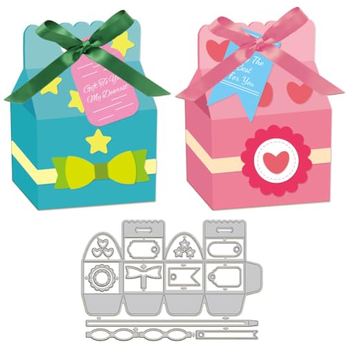 GLOBLELAND 3D Mini Geschenkbox Stanzformen Für Die Kartenherstellung, Süßigkeiten Geschenktüten Box Stanzungen, Prägeschablonen Aus Karbonstahl, Vorlage Für DIY Scrapbooking, Album, Basteldekoration von GLOBLELAND