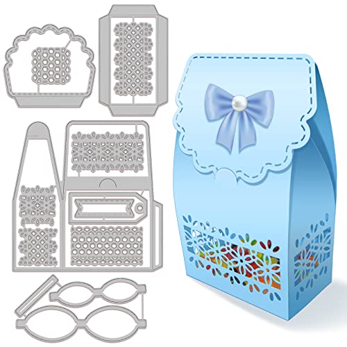 GLOBLELAND 3D Pralinenschachtel Rahmen Stanzformen Metall Geburtstag Geschenkbox Rahmen Stanzschnitte Prägeschablonen Vorlage für die Papierkartenherstellung Dekoration DIY Scrapbooking von GLOBLELAND