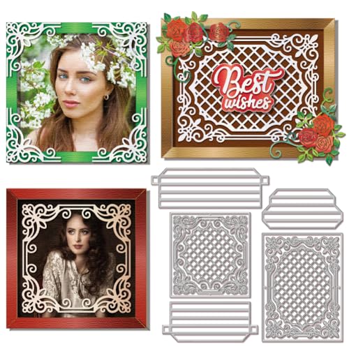 GLOBLELAND 3D Stanzformen Für Quadratische Boxen Metall Fotorahmen Stanzungen Gitterrahmen Stanz Und Prägevorlagen Für Scrapbooking Basteln Papierkartenherstellung von GLOBLELAND
