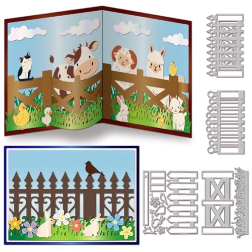 GLOBLELAND 3D Stanzformen Mit Zaun Und Rasenrahmen Für Heimwerker Scrapbooking Metallblumen Stanzformen Kaninchen Und Vogel Stanzungen Für Kartengestaltung Prägung Fotoalbum Basteldekor GLOBLELAND 3D Stanzformen Mit Zaun Und Rasenrahmen Für Heimwerker Scrapbooking Metallblumen Stanzformen Kaninchen Und Vogel Stanzungen Für Kartengestaltung Prägung Fotoalbum Basteldekor von GLOBLELAND