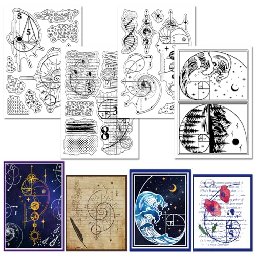 GLOBLELAND 4 Blatt Fibonacci Serie Transparenter Stempel Für Scrapbooking Mathematische Zahlen Silikonstempel Hintergrund Transparentes Stempelset Für Kartengestaltung DIY Prägung Journaling von GLOBLELAND