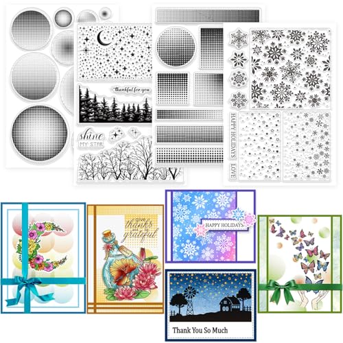 GLOBLELAND 4 Blatt Gradient Hintergrund Clear Stempel für Scrapbooking Schneeflocken Sterne Silikonstempel Dot Gradient Muster Transparent Stempel Set für Kartenherstellung DIY Prägen Journaling GLOBLELAND 4 Blatt Gradient Hintergrund Clear Stempel für Scrapbooking Schneeflocken Sterne Silikonstempel Dot Gradient Muster Transparent Stempel Set für Kartenherstellung DIY Prägen Journaling von GLOBLELAND