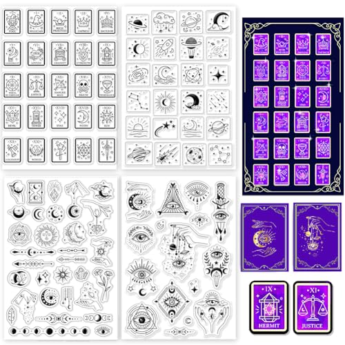 GLOBLELAND 4 Blatt Transparente Stempel "Magic Divination" Für Die Kartenherstellung Mystisches Tarot Silikon Stempelsiegel Für DIY Scrapbooking Tagebücher GLOBLELAND 4 Blatt Transparente Stempel "Magic Divination" Für Die Kartenherstellung Mystisches Tarot Silikon Stempelsiegel Für DIY Scrapbooking Tagebücher von GLOBLELAND