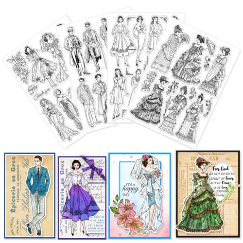 GLOBLELAND 4 Blatt Vintage Stempel Für Männer Und Frauen Transparente Stempel Für DIY Scrapbooking Retro Damen Und Herren Silikon Stempelsiegel Silikonstempel Für Kartenherstellung Fotoalbum GLOBLELAND 4 Blatt Vintage Stempel Für Männer Und Frauen Transparente Stempel Für DIY Scrapbooking Retro Damen Und Herren Silikon Stempelsiegel Silikonstempel Für Kartenherstellung Fotoalbum von GLOBLELAND