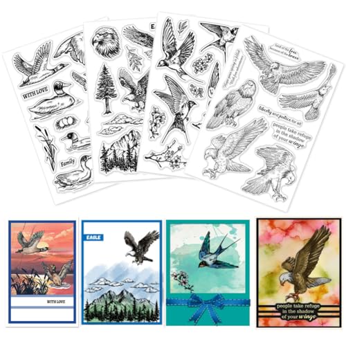 GLOBLELAND 4 Blatt Vögel Tiere Klare Stempel Für DIY Scrapbooking Vogel Adler Stockente Ente Schwalbe Silikonstempel Siegel Transparente Stempel Für Kartenherstellung Fotoalbum Heimdekoration GLOBLELAND 4 Blatt Vögel Tiere Klare Stempel Für DIY Scrapbooking Vogel Adler Stockente Ente Schwalbe Silikonstempel Siegel Transparente Stempel Für Kartenherstellung Fotoalbum Heimdekoration von GLOBLELAND