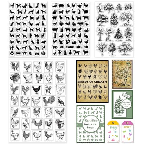 GLOBLELAND 4 Stück Bauernhoftiere Und Bäume Clear Stempels Für DIY Scrapbooking Bauernhof Hund Katze Huhn Silikon Clear Stempel Siegel Transparente Stempel Für Kartenherstellung Fotoalbum Dekoration GLOBLELAND 4 Stück Bauernhoftiere Und Bäume Clear Stempels Für DIY Scrapbooking Bauernhof Hund Katze Huhn Silikon Clear Stempel Siegel Transparente Stempel Für Kartenherstellung Fotoalbum Dekoration von GLOBLELAND