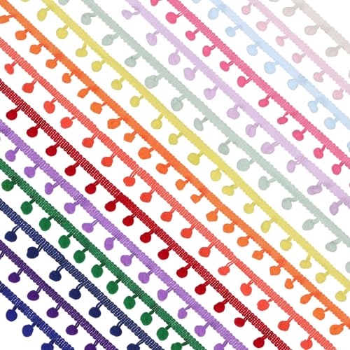 GLOBLELAND 60 Meter 15 Farben Pompom-Bordüre, Bommeln, Fransenbordüre, Nähquaste, Spitzenband für Bastelarbeiten, Nähen, Quasten, Dekoration GLOBLELAND 60 Meter 15 Farben Pompom-Bordüre, Bommeln, Fransenbordüre, Nähquaste, Spitzenband für Bastelarbeiten, Nähen, Quasten, Dekoration von GLOBLELAND