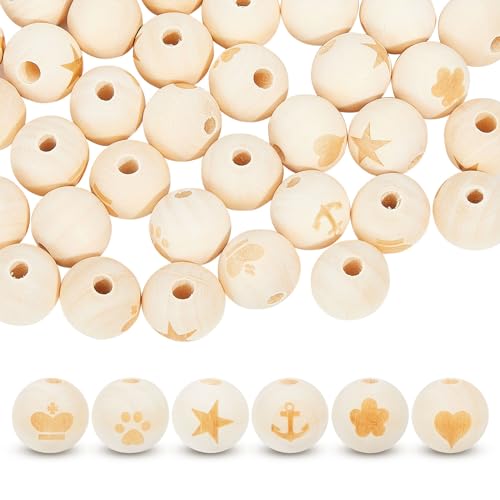 GLOBLELAND 60 Stück, 6 Stile, Geschnitzte Holzperlen, 19 mm, Böhmische Holzperlen, Europäische Holzperlen, Großes Loch, Runde Perlen, Abstandshalter, Lose Perlen Zur Schmuckherstellung, Dekorationen GLOBLELAND 60 Stück, 6 Stile, Geschnitzte Holzperlen, 19 mm, Böhmische Holzperlen, Europäische Holzperlen, Großes Loch, Runde Perlen, Abstandshalter, Lose Perlen Zur Schmuckherstellung, Dekorationen von GLOBLELAND
