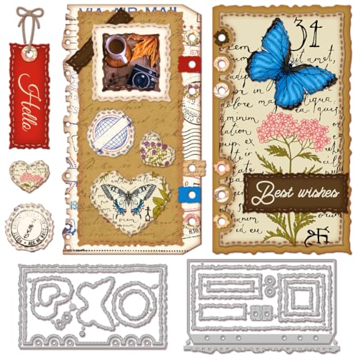 GLOBLELAND Abreißkanten Planungsseiten Stanzformen Für Die Kartenherstellung Album Innenseite Metall Stanzformen Stanzformen Vorlage DIY Scrapbooking Prägung Papier Album Basteln Dekor von GLOBLELAND