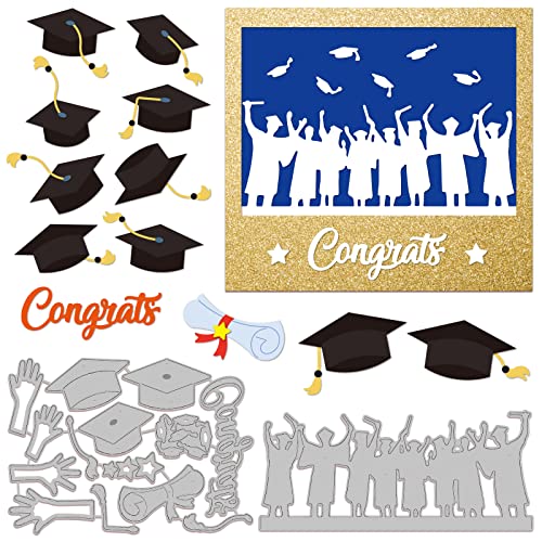 GLOBLELAND Abschluss-Stanzformen Baccalaureate Hut Karbonstahl Stanzformen für DIY Basteln Studenten Prägeschablone für Kartenherstellung Scrapbooking Fotoalbum Dekoration von GLOBLELAND