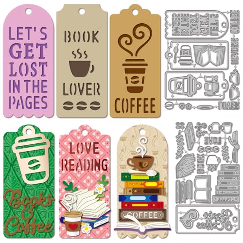 GLOBLELAND Aushöhlte Lesezeichen-Stanzformen für Bücher, Kaffee, Metall, Etiketten, Rahmen, Prägeschablonen für Scrapbooking, Basteln, Papierkarten GLOBLELAND Aushöhlte Lesezeichen-Stanzformen für Bücher, Kaffee, Metall, Etiketten, Rahmen, Prägeschablonen für Scrapbooking, Basteln, Papierkarten von GLOBLELAND