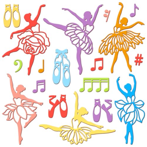 GLOBLELAND Ballett Metall Stanzschablone Musiknoten Papierpräge Stanzschablonen Set Blumenkleid Stanzformen für Kartenherstellung DIY Papier Scrapbooking Handgefertigtes Fotoalbum von GLOBLELAND