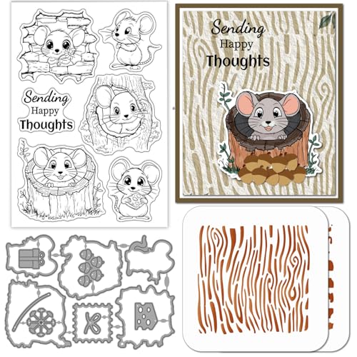 GLOBLELAND Baumloch-Maus transparente Stempel Stanzformen PET-Malschablonen für die Kartengestaltung guckende Tiere Ratten Silikonstempel Metallgrüße Stanzformen PET-Malschablonen für DIY-Scrapbooking GLOBLELAND Baumloch-Maus transparente Stempel Stanzformen PET-Malschablonen für die Kartengestaltung guckende Tiere Ratten Silikonstempel Metallgrüße Stanzformen PET-Malschablonen für DIY-Scrapbooking von GLOBLELAND