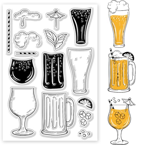 GLOBLELAND Beer Clear Stamps Beer Decorative Clear Stamps Silicone Stamps for Card Making and Photo Album Decor Decoration and DIY Scrapbooking von GLOBLELAND
