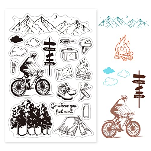GLOBLELAND Berg Cross Country Thema Klarer Stempel Silikonstempel für Kartenherstellung und DIY Scrapbooking von GLOBLELAND