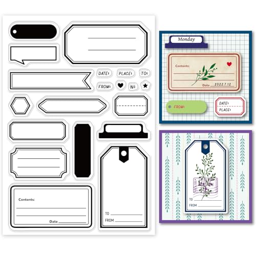 GLOBLELAND Blanko-Etiketten-Stempel für DIY Scrapbooking, Dekoration, Kerzenrahmen, Text, Herzen, Lesezeichen, transparente Silikonstempel für die Herstellung von Karten, Fotoalben, Dekoration GLOBLELAND Blanko-Etiketten-Stempel für DIY Scrapbooking, Dekoration, Kerzenrahmen, Text, Herzen, Lesezeichen, transparente Silikonstempel für die Herstellung von Karten, Fotoalben, Dekoration von GLOBLELAND