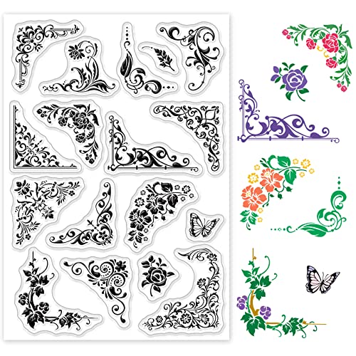 GLOBLELAND Blumen Spitze Transparente Stempel für Scrapbooking Lace corner Klare Stamps Rahmen Silikonstempel Für Kartengestaltung DIY Prägung Journaling GLOBLELAND Blumen Spitze Transparente Stempel für Scrapbooking Lace corner Klare Stamps Rahmen Silikonstempel Für Kartengestaltung DIY Prägung Journaling von GLOBLELAND