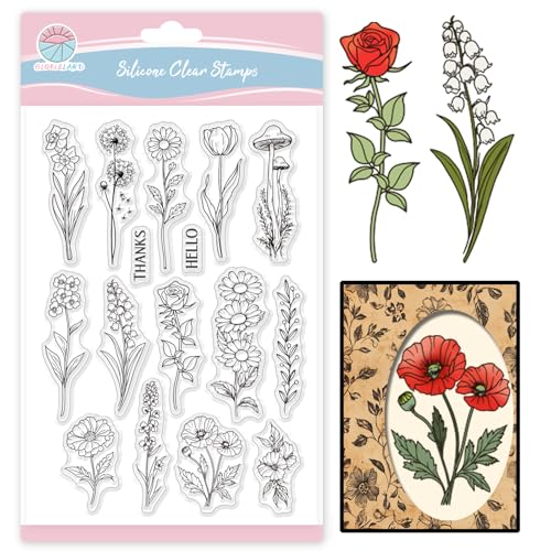 GLOBLELAND Einzelne Blumen Stempel für Kartenherstellung Löwenzahn Einzelne Blumen Silikonstempel mit den Worten „Hallo Danke“ Transparentes Stempelsiegel für DIY Scrapbooking Embossing Fotoalbum GLOBLELAND Einzelne Blumen Stempel für Kartenherstellung Löwenzahn Einzelne Blumen Silikonstempel mit den Worten „Hallo Danke“ Transparentes Stempelsiegel für DIY Scrapbooking Embossing Fotoalbum von GLOBLELAND