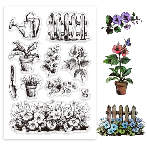 GLOBLELAND Blumentopf Clear Stempels Schaufel Gießkanne Holzzaun Blumen Silikon Clear Stempel Siegel Blumenbusch Pflanzen Gartenarbeit Transparente Stempel Für DIY Kartenherstellung GLOBLELAND Blumentopf Clear Stempels Schaufel Gießkanne Holzzaun Blumen Silikon Clear Stempel Siegel Blumenbusch Pflanzen Gartenarbeit Transparente Stempel Für DIY Kartenherstellung von GLOBLELAND