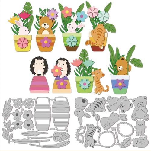 GLOBLELAND Blumentopf Kaninchen Katze Bären Stanzformen Für DIY Scrapbooking Metalltiere Pflanzen Stanzformen Blumen Blätter Stanzungen Für Kartengestaltung Prägung Fotoalbum Basteldekor GLOBLELAND Blumentopf Kaninchen Katze Bären Stanzformen Für DIY Scrapbooking Metalltiere Pflanzen Stanzformen Blumen Blätter Stanzungen Für Kartengestaltung Prägung Fotoalbum Basteldekor von GLOBLELAND