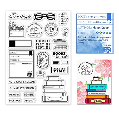 GLOBLELAND Books to Read Clear Stamps for DIY Scrapbooking Reading List Silicone Clear Stamp Seals for Cards Making Photo Album Journal Home Decoration von GLOBLELAND