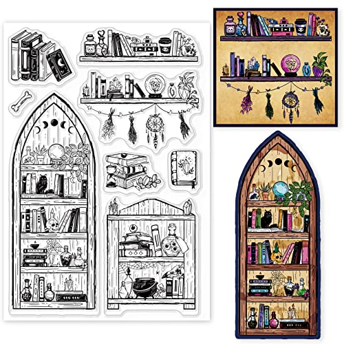 GLOBLELAND Hexerei Bücher Transparente Silikonstempel Bücherregal Klare Stamps Literarisches Silikonstempel Für Kartengestaltung DIY Prägung Journaling GLOBLELAND Hexerei Bücher Transparente Silikonstempel Bücherregal Klare Stamps Literarisches Silikonstempel Für Kartengestaltung DIY Prägung Journaling von GLOBLELAND