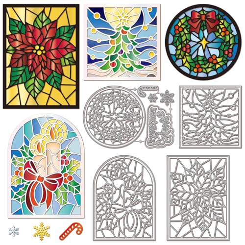 GLOBLELAND Bunte Stanzformen Aus Glas Mit Weihnachtssternrahmen Für Die Kartengestaltung Weihnachtsbaumkranz Metallstanzungen Kerzen Blumenschnitte Schablonen Für DIY Prägungen Papierschnitte GLOBLELAND Bunte Stanzformen Aus Glas Mit Weihnachtssternrahmen Für Die Kartengestaltung Weihnachtsbaumkranz Metallstanzungen Kerzen Blumenschnitte Schablonen Für DIY Prägungen Papierschnitte von GLOBLELAND