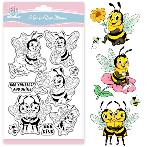 GLOBLELAND Cartoon Bees Clear Stamps for Cards Making Flowers Honeybee Transparent Stamp Cute Insects Silicone Stamps Seal for DIY Scrapbooking Photo Album Decor GLOBLELAND Cartoon Bees Clear Stamps for Cards Making Flowers Honeybee Transparent Stamp Cute Insects Silicone Stamps Seal for DIY Scrapbooking Photo Album Decor von GLOBLELAND