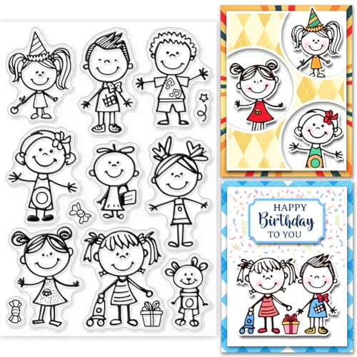 GLOBLELAND Cartoon Figur Transparente Stempel Für Karten, Siegel, Transparente Stempel Für DIY, Scrapbooking, Fotoalbum, Tagebuch, Heimdekoration von GLOBLELAND