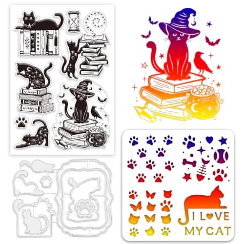 GLOBLELAND Cat Magic Book Clear Stamps and Die Sets Magic Book Stamps and Embossing Dies Set for Card Making Cat Pet Stencil Template for DIY Scrapbook Decoration Handmade Crafts Notebook GLOBLELAND Cat Magic Book Clear Stamps and Die Sets Magic Book Stamps and Embossing Dies Set for Card Making Cat Pet Stencil Template for DIY Scrapbook Decoration Handmade Crafts Notebook von GLOBLELAND