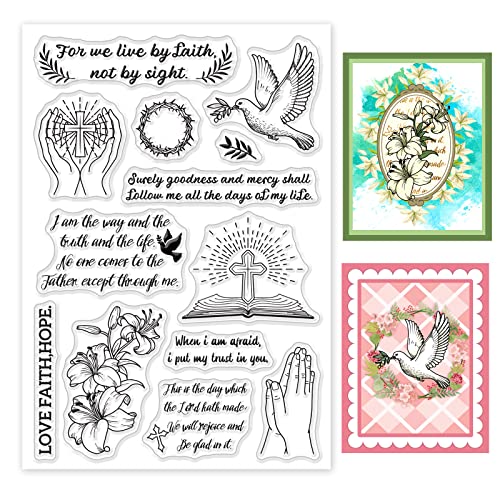 GLOBLELAND Christentum Clear Stamps für DIY Scrapbooking Dekor Glaube Religion Tauben Kreuze Lilien Transparente Silikonstempel für die Herstellung von Karten Fotoalbum Dekoration GLOBLELAND Christentum Clear Stamps für DIY Scrapbooking Dekor Glaube Religion Tauben Kreuze Lilien Transparente Silikonstempel für die Herstellung von Karten Fotoalbum Dekoration von GLOBLELAND