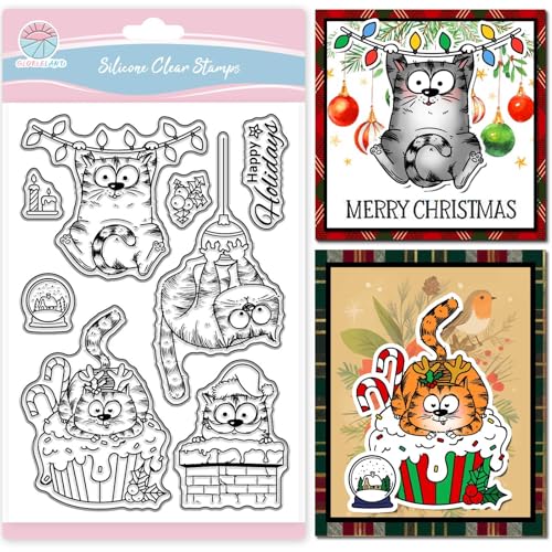 GLOBLELAND Christmas Comic Cat Clear Stamp for Card Making Cartoon Cats Silicone Stamps Happy Holidays Ornaments Transparent Stamp for DIY Scrapbooking Embossing Journaling GLOBLELAND Christmas Comic Cat Clear Stamp for Card Making Cartoon Cats Silicone Stamps Happy Holidays Ornaments Transparent Stamp for DIY Scrapbooking Embossing Journaling von GLOBLELAND
