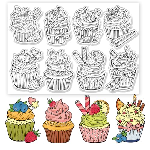 GLOBLELAND Cupcake Clear Stamps Cupcake Dekorative Clear Stamps Silikonstempel Für Kartenherstellung Und Fotoalbum Dekoration Und DIY Scrapbooking von GLOBLELAND