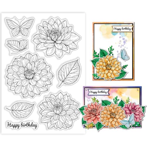 GLOBLELAND Dahlie Silikon Stempel Transparent Schichtung Blumen Und Schmetterlingsstempel „Happy Birthday“ Kartenherstellung Zubehör Für Scrapbooking Kartenherstellung DIY Prägen Journaling GLOBLELAND Dahlie Silikon Stempel Transparent Schichtung Blumen Und Schmetterlingsstempel „Happy Birthday“ Kartenherstellung Zubehör Für Scrapbooking Kartenherstellung DIY Prägen Journaling von GLOBLELAND