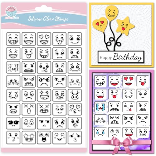 GLOBLELAND Daily Emoticon Clear Stamps for Cards Making Smiling Face Transparent Stamp Sad Expression Silicone Stamps Seal for DIY Scrapbooking Photo Album Decor GLOBLELAND Daily Emoticon Clear Stamps for Cards Making Smiling Face Transparent Stamp Sad Expression Silicone Stamps Seal for DIY Scrapbooking Photo Album Decor von GLOBLELAND