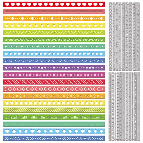 GLOBLELAND 20 Stile Dekorative Stanzformen Mit Nähten Stanzungen Mit Metallrahmen Spitzenrand Stanz Und Prägevorlagen Für Scrapbooking Basteln Papierkartenherstellung von GLOBLELAND