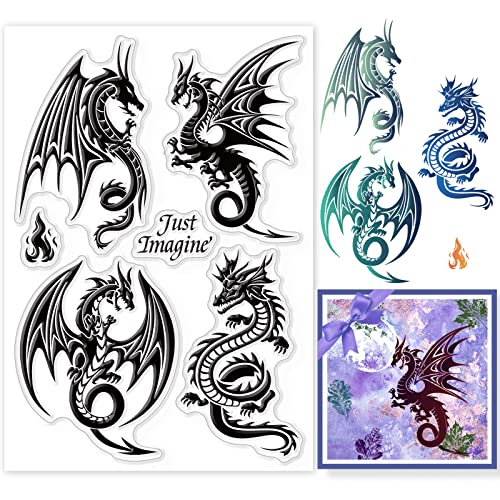 GLOBLELAND Dragon Orientalische klare Stempel für DIY Scrapbooking Dekor Traditioneller böser Drache Tier Transparente Silikonstempel für die Herstellung von Karten Fotoalbum Dekoration von GLOBLELAND
