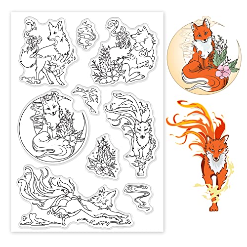 GLOBLELAND Elegant Fire Fox Clear Stamps Mysterious Eastern Theme Transparent Stamps Animal Background Silikon Clear Stamp Seals for Card Making and Photo Album Decorative Cards Making GLOBLELAND Elegant Fire Fox Clear Stamps Mysterious Eastern Theme Transparent Stamps Animal Background Silikon Clear Stamp Seals for Card Making and Photo Album Decorative Cards Making von GLOBLELAND